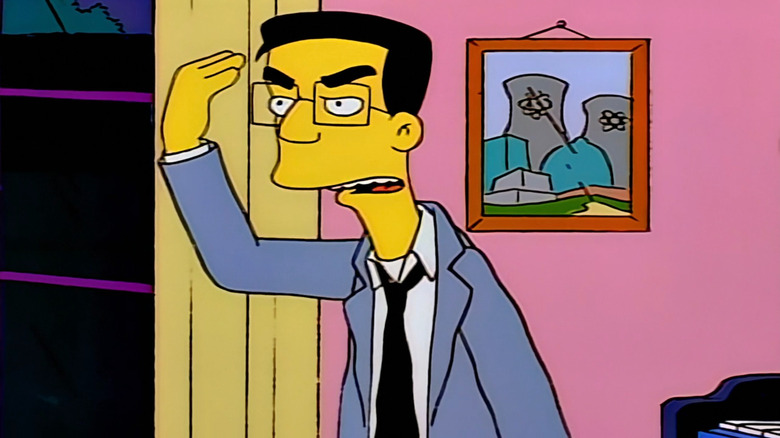 Frank Grimes pointing to his haircut on The Simpsons