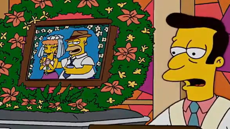 The Simpsons, Picture of Amber and Homer's wedding, shown at Amber's funeral