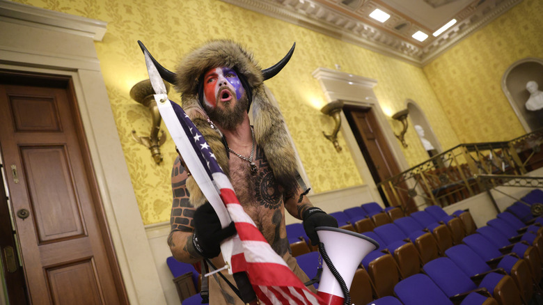 QAnon Shaman in the US Capitol on January 6, 2021