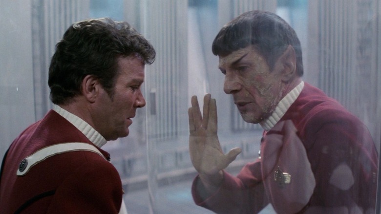 Kirk watching Spock die through a glass wall in Star Trek II: The Wrath of Khan