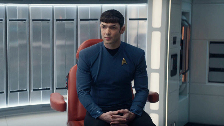 Spock in a chair on Star Trek: Strange New Worlds