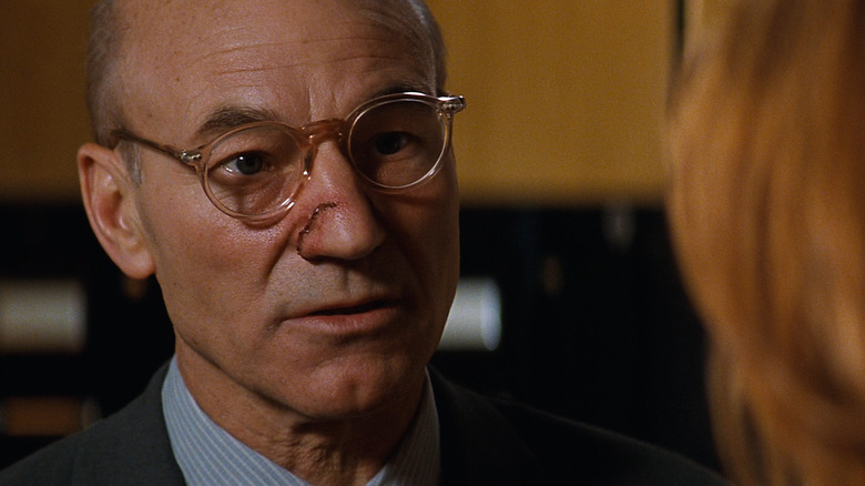 Dr. Jonas, sports glasses and cut nose, in conspiracy theory