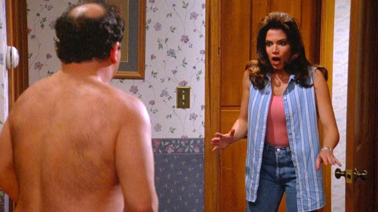 Jason Alexander as George and Melanie Smith as Rachel in the series 