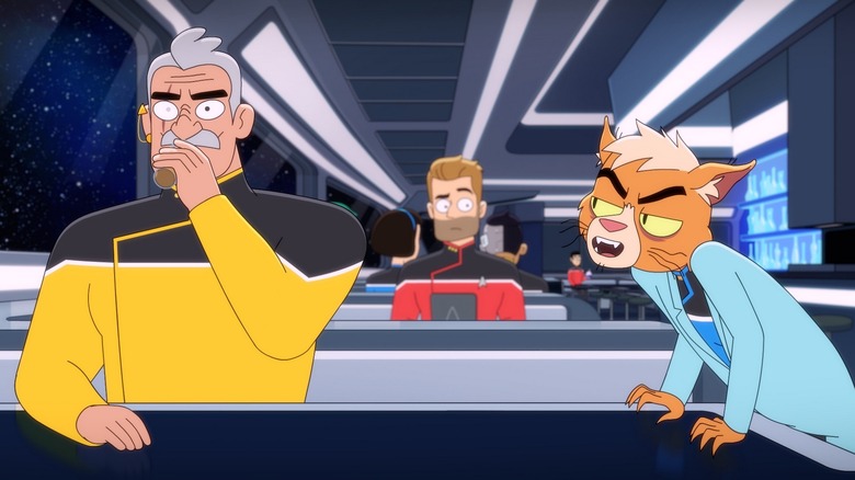 T'Ana makes an offer to Shaxs while Ransom looks on at Star Trek: Lower Decks