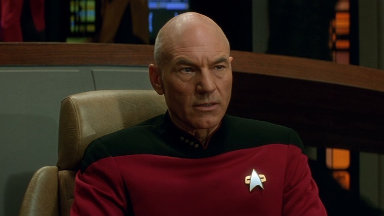 Captain Picard in the captain's chair in Star Trek: Generations
