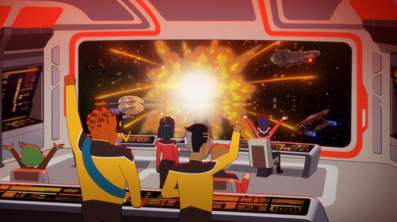 The Cerritos crew mid-space battle in Lower Decks