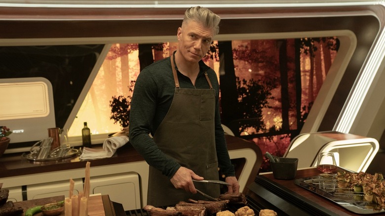 Captain Pike making breakfast in his quarters on Star Trek: Strange New Worlds