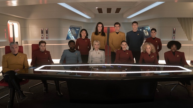 A group shot of the cast of Star Trek: Strange New Worlds