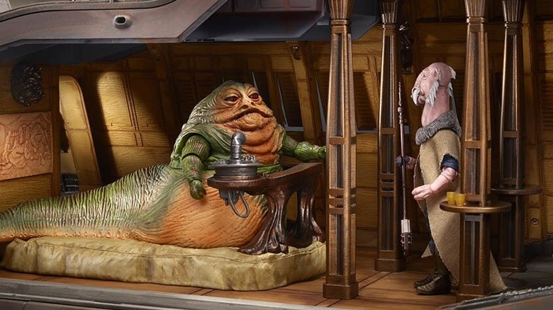 An interior shot of Hasbro Labs' Jabba's sail barge toy set