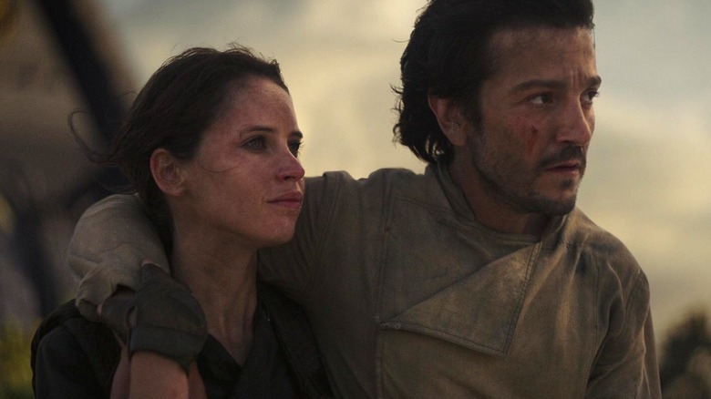 Jyn Erso and Cassian Andor together in Rogue One (2016)