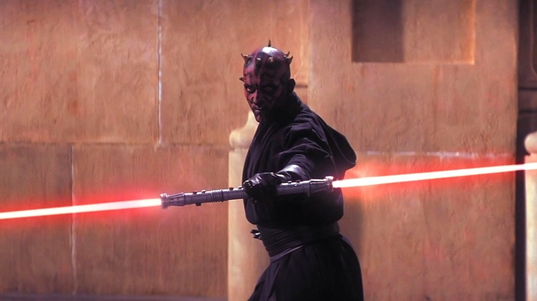 Darth Maul wields dual lightsaber in The Phantom Menace (1999)