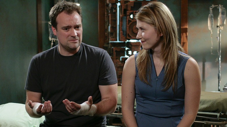 Dr. Rodney McKay and Jennifer Keller bond after a traumatic event in Stargate Atlantis