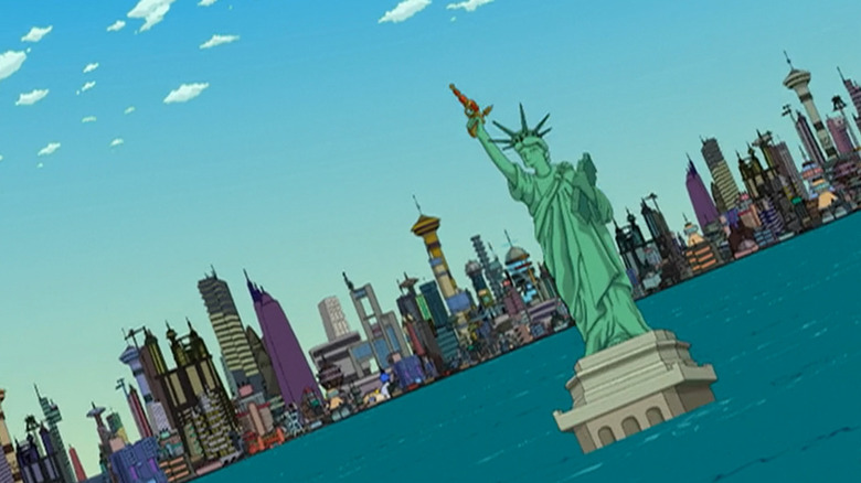 Futurama opening sequence Statue of Liberty ray gun