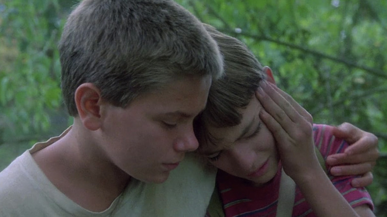 River Phoenix's Chris comforting Will Wheaton's Gordie in Stand By Me