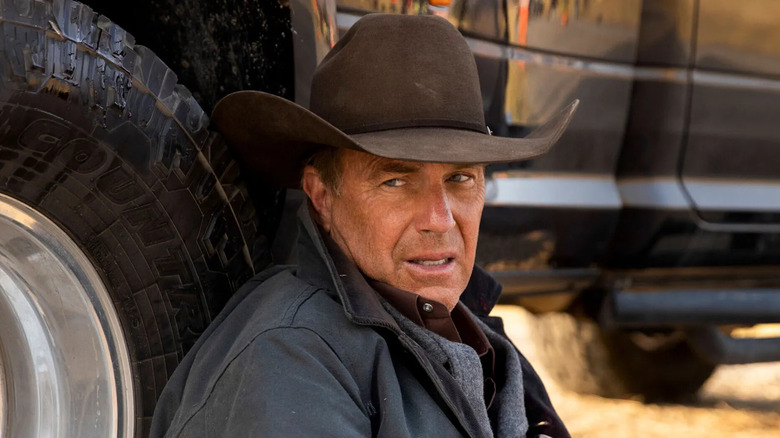Kevin Costner as John Dutton wearing a cowboy hat in Yellowstone