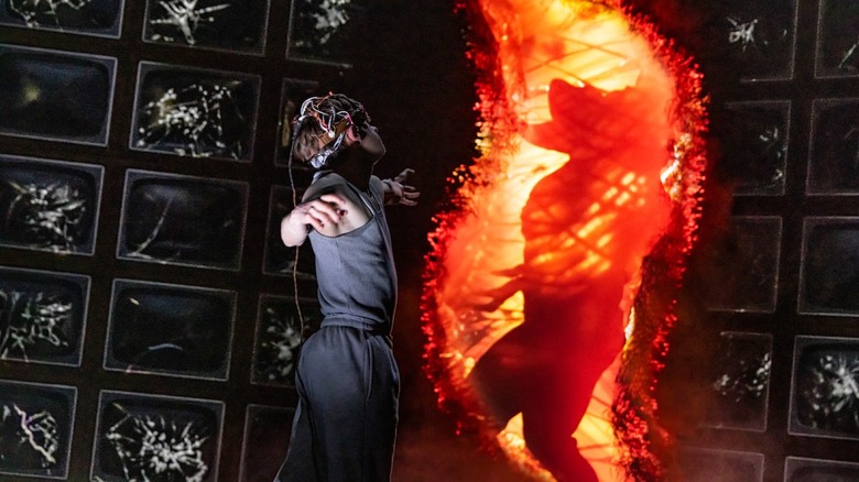 Henry Creel opening a portal and interacting with a demogorgon in Stranger Things: The First Shadow