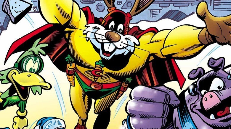 Captain Carrot and his gang burst into frame