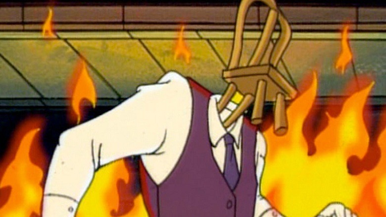 Chairface Chippendale in a flaming room