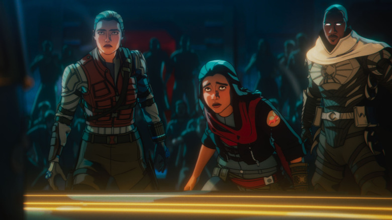 Yelena Belova, Kamala Khan, and Blade standing together in Marvel Zombies