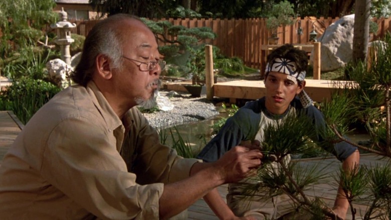Karate Kid Morita Macchio gardening