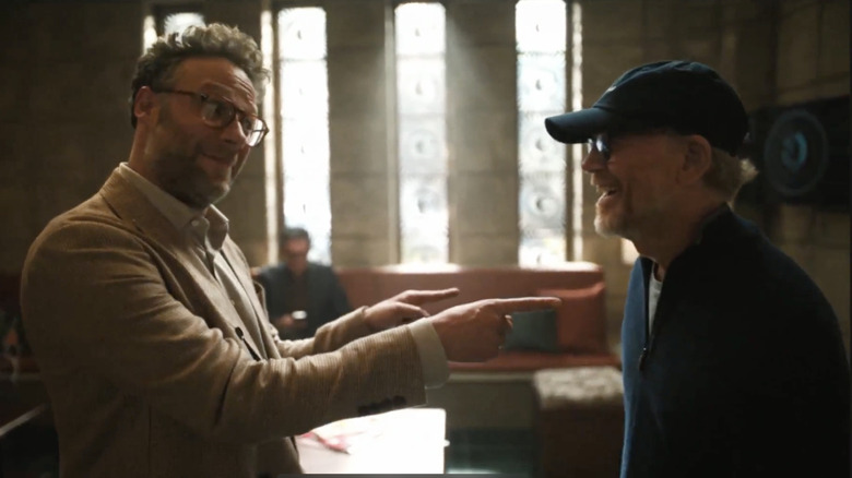 Seth Rogan as Matt Remick and Ron Howard as himself enjoy a light moment in The Studio
