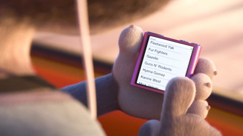 Judy Hopps scrolling through the pun-related songs on her iPod in Zootopia