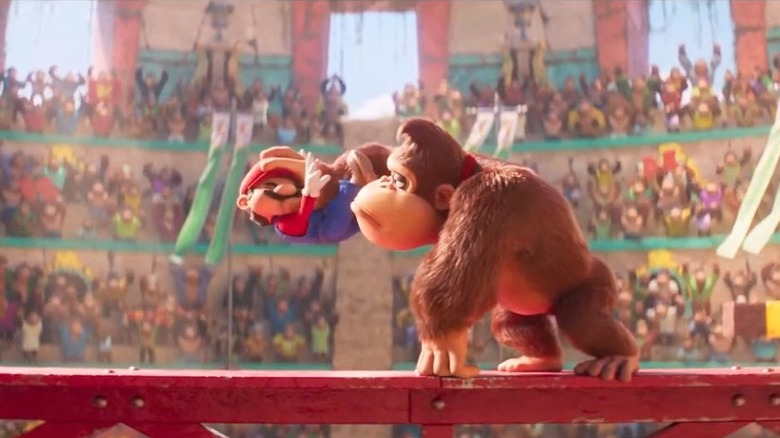 Mario and Donkey Kong in The Super Mario Bros. Movie