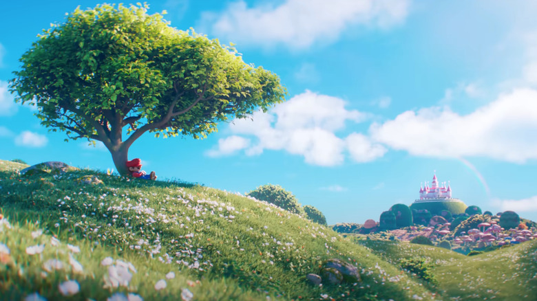 Mario sleeping outside with a butterfly approaching him in The Super Mario Galaxy Movie teaser
