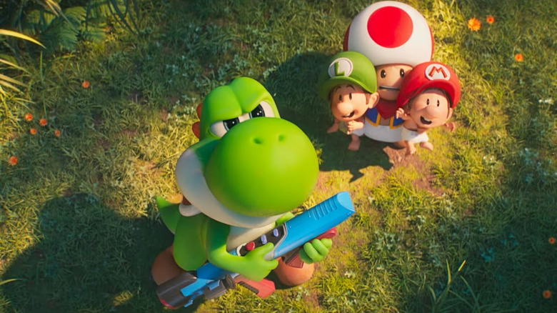 Yoshi looking up at the sky in The Super Mario Galaxy Movie