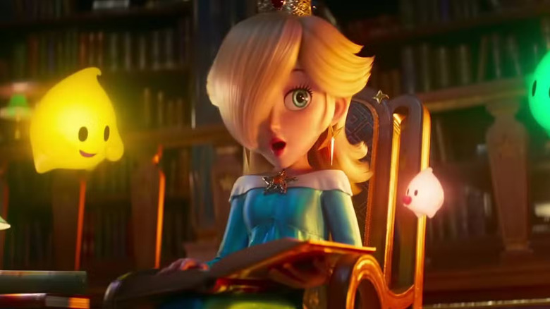 Rosalina surrounded by Lumas in The Super Mario Galaxy Movie