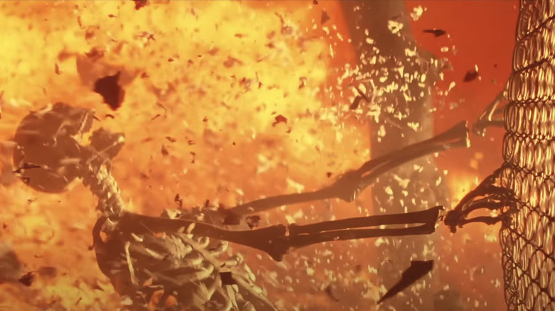 Sarah Connor is eviscerated during a nuclear blast