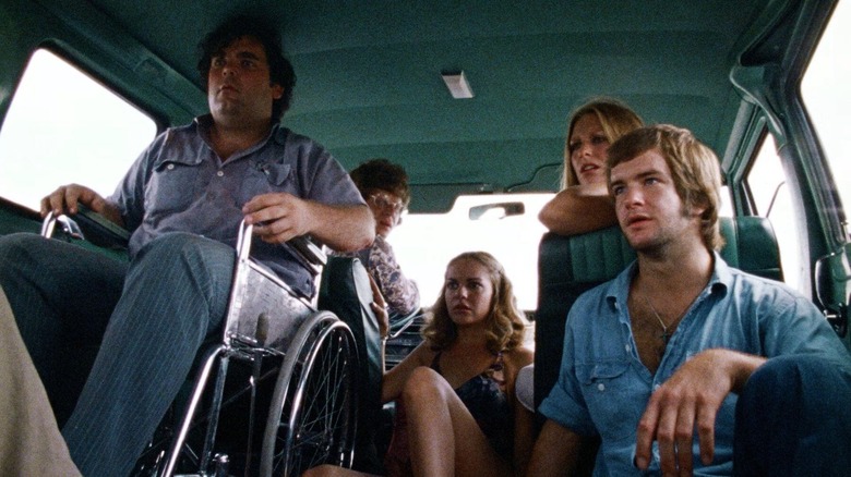 Marilyn Burns, Terri McMinn, Paul A. Partain and William Vail in The Texas Chain Saw Massacre