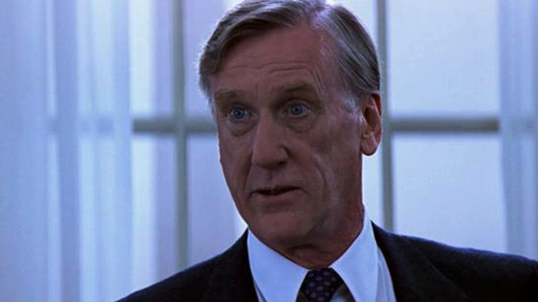 Donald Moffat as President Bennett looking astonished in Clear and Present Danger