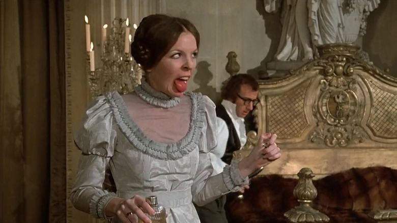 Sonja crossing her eyes and screaming with Boris behind her in Love and Death