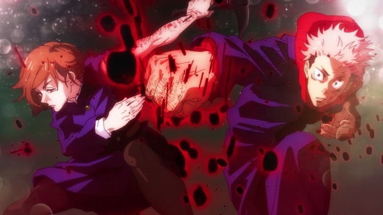 Jujutsu Kaisen Yuji and Nobara attack together