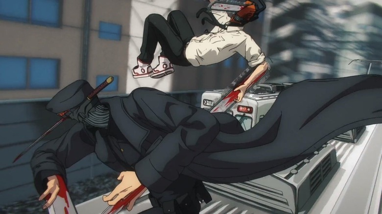 Chainsaw Man Denji dodges Katana Man