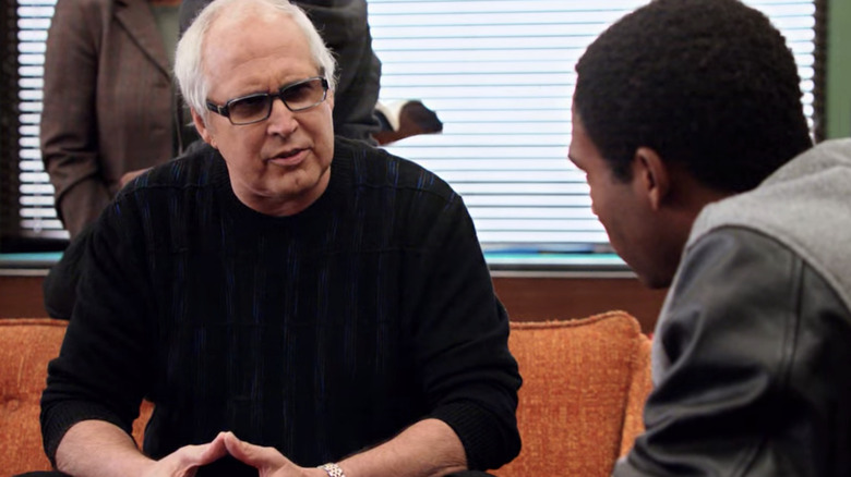 Chevy Chase talks to Donald Glover on "Community"