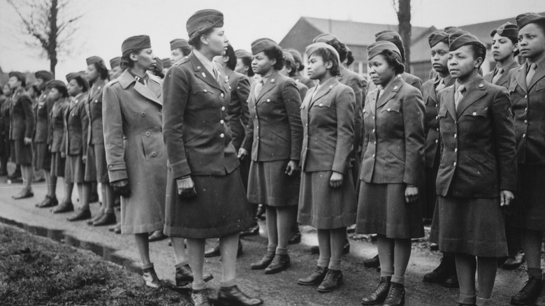 Major Charity Adams addresses her troops in Birmingham, England