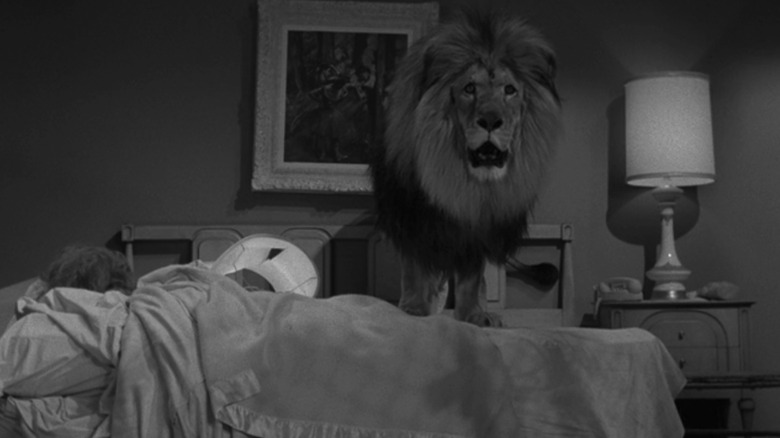 A lion sits on a bed in The Twilight Zone