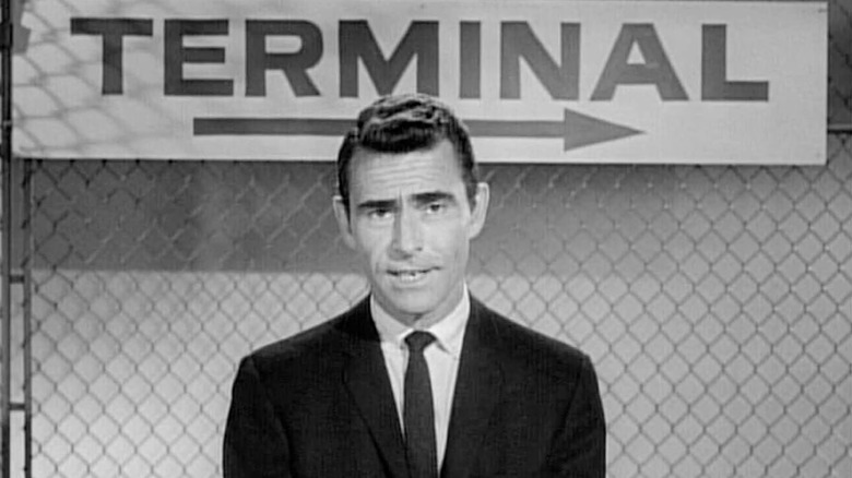 Rod Serling waits at the terminal in The Twilight Zone