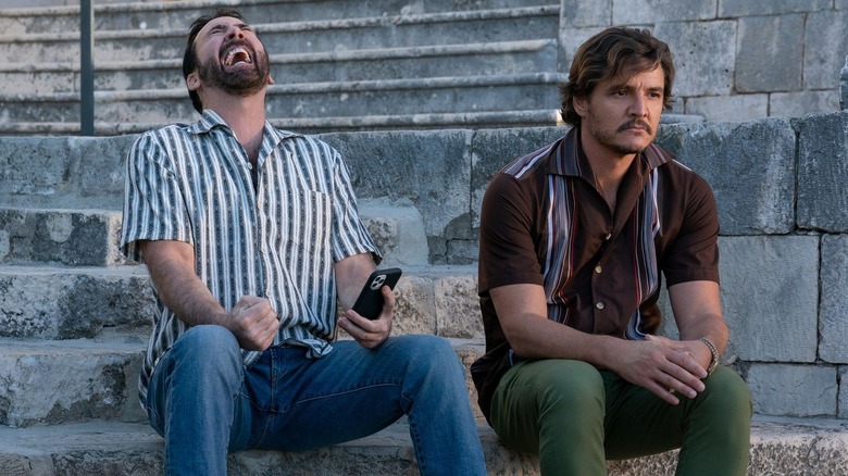 Unbearable Weight of Massive Talent Nic Cage laughing Pedro Pascal not