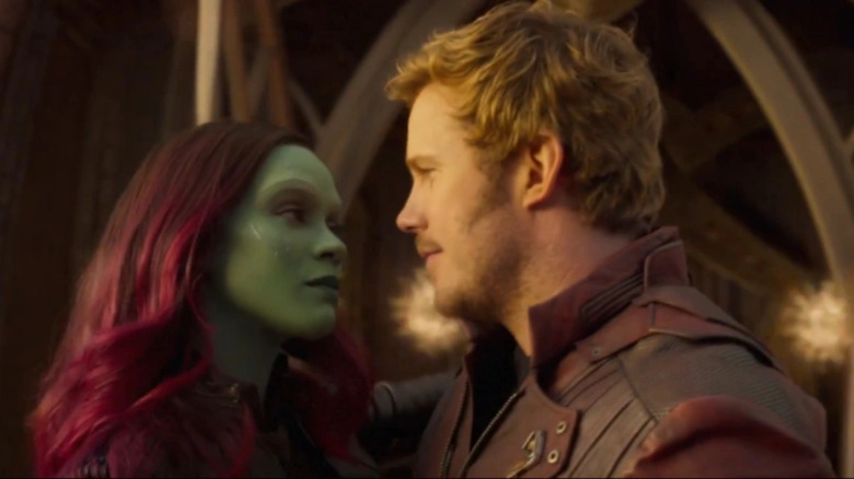 Gamora and Peter share a longing look in Guardians of the Galaxy Vol. 2