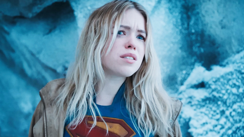 Milly Alcock's Supergirl looks confused in the Fortress of Solitude in Superman