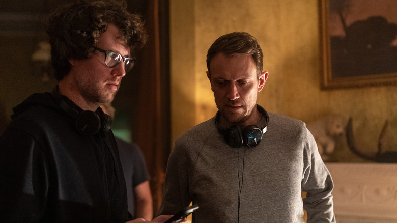 Tyler Gillett and Matt Bettinelli-Olpin on the set of Abigail