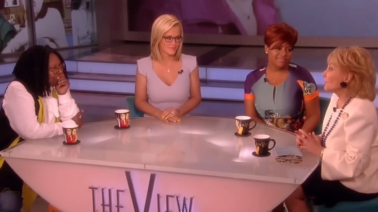 Whoopie Goldberg, Jenny McCarthy, Sherri Shepherd, and Barbara Walters in Walters' final episode of The View
