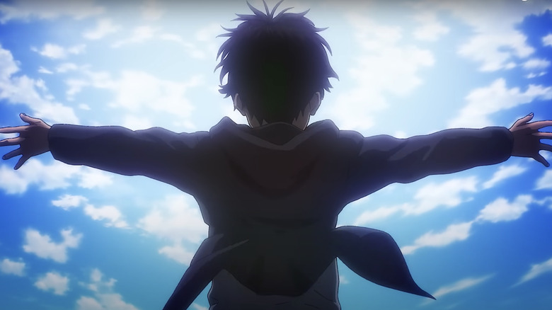 Attack on Titan child Eren with arms outstretched "This is Freedom"