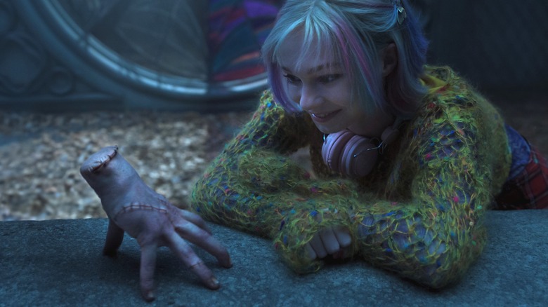 Enid bonds with Thing while cheering him up in Wednesday season 2