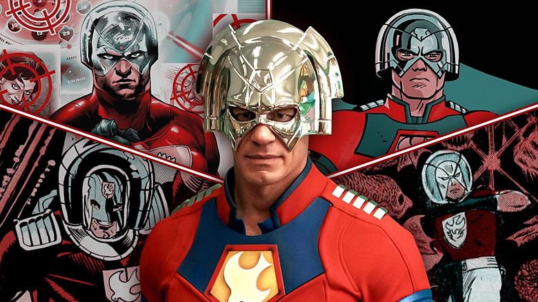 Images of Peacemaker from various comics and the TV show edited together