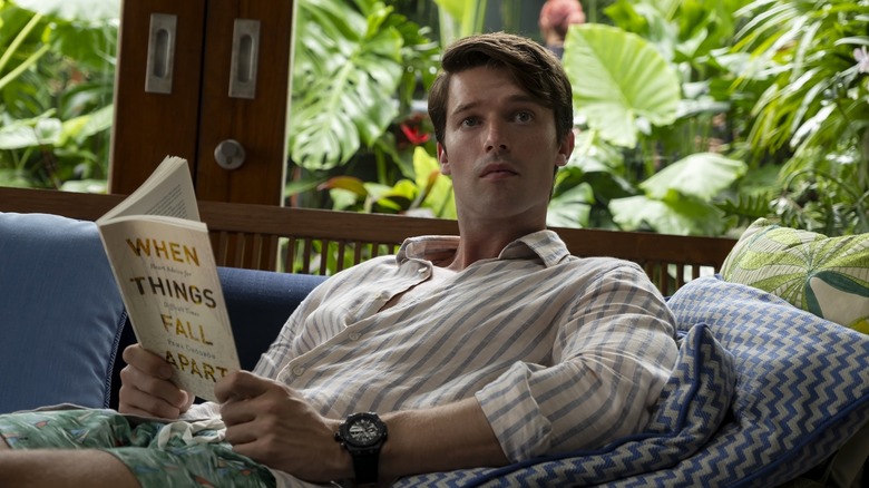 Saxon reading When Things Fall Apart on The White Lotus