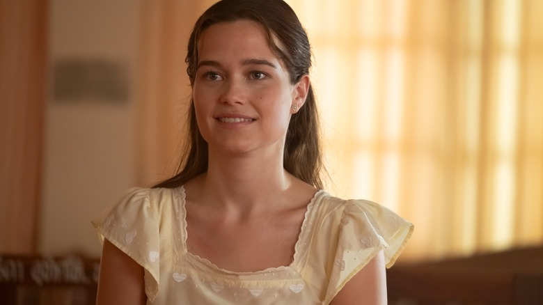 Piper appears happy to be inside the monastery in The White Lotus